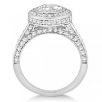 Diamond Pave Halo Engagement Ring Setting 14k White Gold (1.06ct)