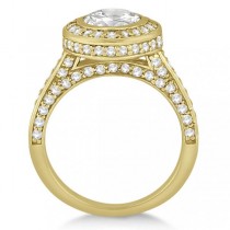 Diamond Pave Halo Engagement Ring Setting 14k Yellow Gold (1.06ct)