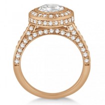 Diamond Pave Halo Engagement Ring Setting 18k Rose Gold (1.06ct)