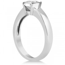 Half-Bezel Solitaire Engagement Ring Setting in 14k White Gold
