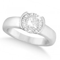 Half-Bezel Solitaire Engagement Ring Setting in Platinum