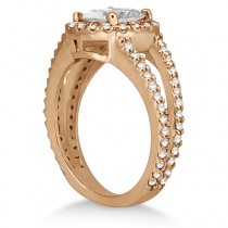 Split Shank Pave Halo Diamond Engagement Ring 14k Rose Gold (0.75ct)