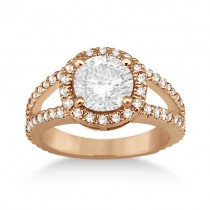 Split Shank Pave Halo Diamond Engagement Ring 18k Rose Gold (0.75ct)