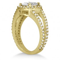 Split Shank Pave Halo Diamond Engagement Ring 18k Yellow Gold (0.75ct)