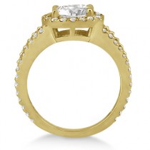 Split Shank Pave Halo Diamond Engagement Ring 18k Yellow Gold (0.75ct)