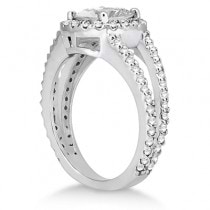 Split Shank Pave Halo Diamond Engagement Ring Palladium (0.75ct)