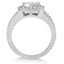 Split Shank Pave Halo Diamond Engagement Ring Platinum (0.75ct)