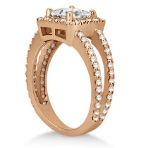 Princess Cut Halo Diamond Engagement Ring 14k Rose Gold (0.72ct)