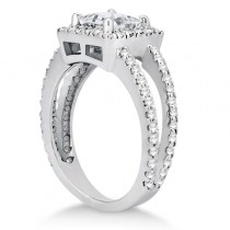 Princess Cut Halo Diamond Engagement Ring 14k White Gold (0.72ct)