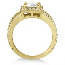 Princess Cut Halo Diamond Engagement Ring 14k Yellow Gold (0.72ct)