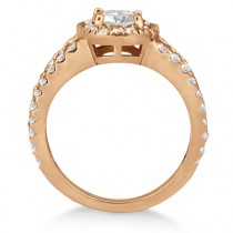 Split Shank Oval Halo Diamond Engagement Ring 14k Rose Gold (0.90ct)