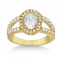 Split Shank Oval Halo Diamond Engagement Ring 14k Yellow Gold (0.90ct)
