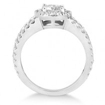 Split Shank Oval Halo Diamond Engagement Ring 18k White Gold (0.90ct)