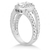 Split Shank Oval Halo Diamond Engagement Ring Platinum (0.90ct)