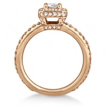 Princess Cut Halo Diamond Engagement Ring 14k Rose Gold (0.65ct)