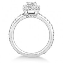 Princess Cut Halo Diamond Engagement Ring 14k White Gold (0.65ct)