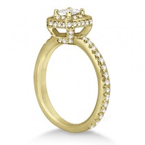 Princess Cut Halo Diamond Engagement Ring 14k Yellow Gold (0.65ct)