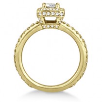 Princess Cut Halo Diamond Engagement Ring 14k Yellow Gold (0.65ct)