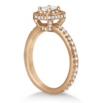 Princess Cut Halo Diamond Engagement Ring 18k Rose Gold (0.65ct)