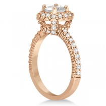 Round Diamond Halo Engagement Ring Setting 14k Rose Gold (0.75ct)