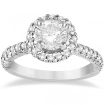 Round Diamond Halo Engagement Ring Setting 14k White Gold (0.75ct)