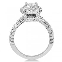 Round Diamond Halo Engagement Ring Setting 14k White Gold (0.75ct)