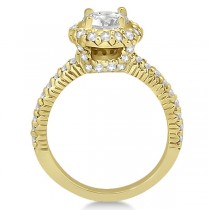 Round Diamond Halo Engagement Ring Setting 14k Yellow Gold (0.75ct)