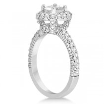 Round Diamond Halo Engagement Ring Setting 18k White Gold (0.75ct)