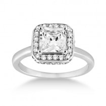 Princess Cut Halo Diamond Engagement Ring 14k White Gold (0.35ct)