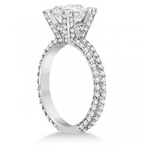 Eternity Pave Set Trio Lab Grown Diamond Engagement Ring 14K White Gold (0.88ct)