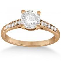 Cathedral Pave Diamond Engagement Ring Setting 14k Rose Gold (0.20ct)