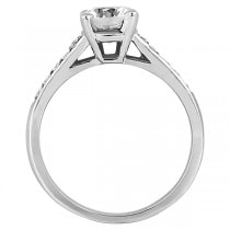 Cathedral Pave Diamond Engagement Ring Setting 14k White Gold (0.20ct)