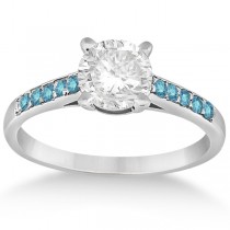 Cathedral Pave Blue Diamond Engagement Ring 14k White Gold (0.20ct)