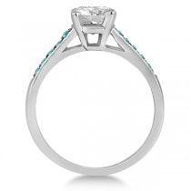 Cathedral Pave Blue Diamond Engagement Ring 14k White Gold (0.20ct)
