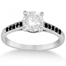 Cathedral Pave Black Diamond Engagement Ring 14k White Gold (0.20ct)