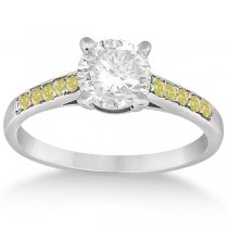 Cathedral Pave Yellow Diamond Engagement Ring 14k White Gold (0.20ct)
