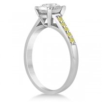 Cathedral Pave Yellow Diamond Engagement Ring 14k White Gold (0.20ct)