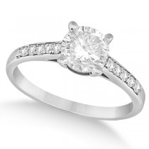 Cathedral Style Round Diamond Engagement Ring 14k White Gold (0.75ct)