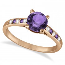Cathedral Amethyst & Diamond Engagement Ring 18k Rose Gold (1.20ct)