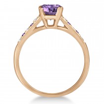 Cathedral Amethyst & Diamond Engagement Ring 18k Rose Gold (1.20ct)