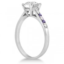 Cathedral Amethyst & Diamond Engagement Ring Platinum (0.20ct)