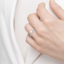 Cathedral Aquamarine & Diamond Engagement Ring 14k White Gold (0.20ct)