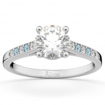 Cathedral Aquamarine & Diamond Engagement Ring 18k White Gold (0.20ct)