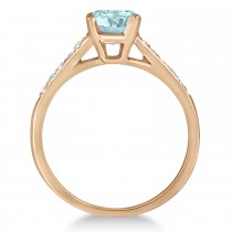 Cathedral Aquamarine & Diamond Engagement Ring 18k Rose Gold (1.20ct)