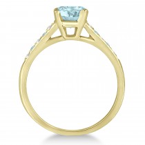 Cathedral Aquamarine & Diamond Engagement Ring 18k Yellow Gold (1.20ct)