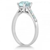 Cathedral Aquamarine & Diamond Engagement Ring Palladium (1.20ct)
