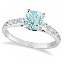 Cathedral Aquamarine & Diamond Engagement Ring Platinum (1.20ct)