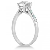 Cathedral Aquamarine & Diamond Engagement Ring Platinum (0.20ct)