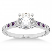 Cathedral Lab Alexandrite & Diamond Engagement Ring 14k White Gold (0.20ct)