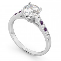 Cathedral Lab Alexandrite & Diamond Engagement Ring 14k White Gold (0.20ct)